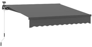 Outsunny Tendone Parasole a Scomparsa con Manovella Luci Solari Bracci Articolati Protezione Solare UV 50+ 300 cm Larghezza Grigio