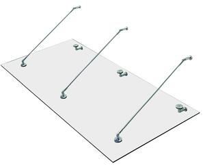 HOMCOM Pensilina in Vetro per Porta d'Ingresso in Acciaio Inossidabile e Vetro Temperato, 200x90 cm, Trasparente | Aosom Italy
