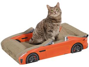 Tiragraffi per Gatti a forma di Auto 50x30x12,5 cm in Cartone Ondulato con Erba Gatta Rosso