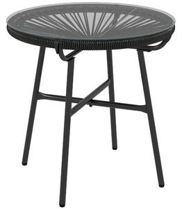 Outsunny Tavolino da Giardino in Stile Boho in Rattan PE, Superficie in Vetro Temperato, 50x50x50 cm, Nero | Aosom Italy