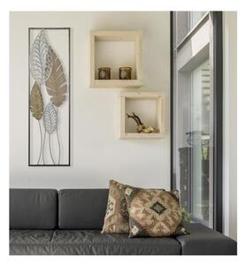 Pannello in ferro e legno foglie-30,5x1,90x h 99 cm oro argento metallo peso 1,3 kg multicolore metallo