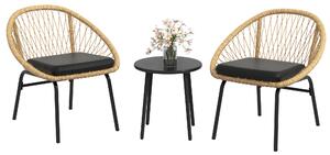 Outsunny Set da Bistrò in Rattan per Terrazza, Set di Mobili da Giardino, 2 Sedie e Tavolo, Giallo | Aosom Italy