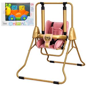 Altalena per bambini autoportante 3 in 1 ADBOR N1 Gold – adatta sia per l'esterno che per l'interno, con funzione di sdraio, colore rosa e oro