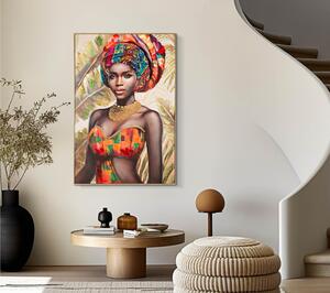 Dipinto su tela, quadro con CORNICE in legno DEVA B 82x4,5x h 122 cm decoro raffigurante il volto di donna multicolore