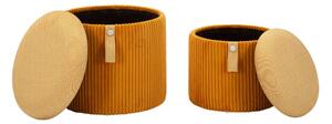 Pouf SET 2 pezzi dal caldo tono senape uniscono design moderno e funzionalit� Dimensioni 35x30-28x24cm, senape