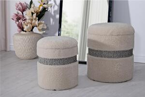 Pouf SET 2 pezzi dal caldo tono Crema uniscono design moderno e funzionalit� Dimensioni 35x30-28x24cm, Crema