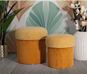 Pouf SET 2 pezzi dal caldo tono Crema uniscono design moderno e funzionalit� Dimensioni 42x44-35x 37cm, Mustard