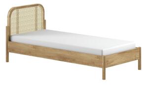 Letto singolo di colore naturale in rovere massiccio con rete inclusa 90x200 cm Olive Rotan – Vipack