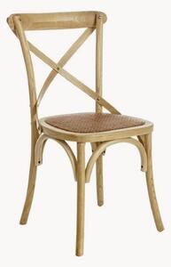 Sedia da pranzo in legno di frassino con seduta in rattan Cross
