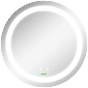 Kleankin Specchio Bagno Rotondo con Luce LED Regolabile e Funzione Anti Appannamento, Ø50cm