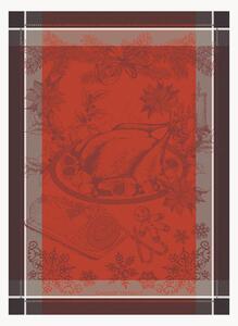 Set di 4 strofinacci jacquard Dinde De Noel Vermillon