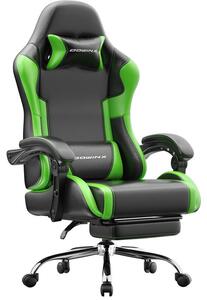 Sedia da gaming, sedia ergonomica, poltrona da gaming con poggiapiedi, capacità di carico fino a 150 kg, sedia da gaming con braccioli regolabili, colore verde