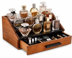 Organizzatore per profumi in legno con cassetto, ideale per il tavolino da trucco