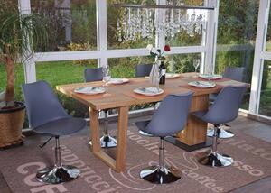 Set da 6 sedie da sala da pranzo Vaasa T501, sedie da cucina, regolabili in altezza e girevoli, in Pelle finta ~ grigio scuro, base cromata