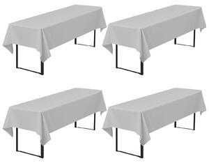 Set di 4 tovagliette per tavolo da birra, colore grigio chiaro, dimensioni 260 x 110 cm, lavabili