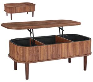 Tavolino da salotto – Tavolino regolabile in altezza – Con spazio contenitivo – Piano estendibile – Realizzato in MDF con design mid-century – Dimensioni: 100x48x40,5-54,5 cm – Finitura noce