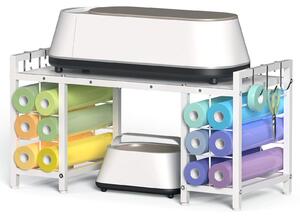 Tavolo da lavoro per hobbisti con spazio di stoccaggio per 12 rotoli di vinile, ideale per attività creative, colore bianco