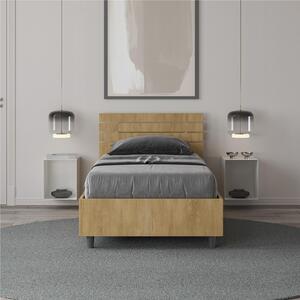 Letto Singolo a DOGHE e Testata Dritta Modello ANKEL Dimensioni 80x190 cm Posizionabile in Poco Spazio Essenziale Colore Quercia