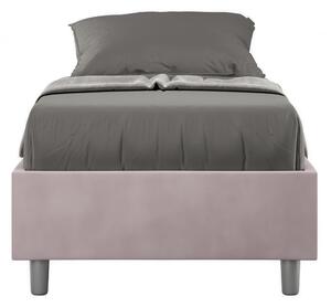 Letto Singolo senza rete imbottito con giroletto imbottito. Modello AZELIA Dimensioni 80x190 cm Posizionabile in Poco Spazio Essenziale Colore Glicine