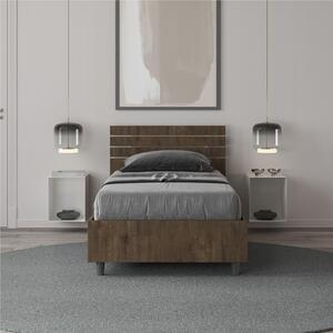 Letto Singolo a DOGHE e Testata Dritta Modello ANKEL Dimensioni 80x190 cm Posizionabile in Poco Spazio Essenziale Colore NOCE