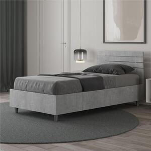 Letto Singolo a DOGHE e Testata Dritta Modello ANKEL Dimensioni 80x190 cm Posizionabile in Poco Spazio Essenziale Colore Cemento