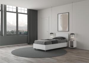 Letto Singolo a DOGHE e Testata Dritta Modello ANKEL Dimensioni 80x190 cm Posizionabile in Poco Spazio Essenziale Colore Bianco Frassino