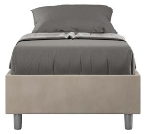 Letto Singolo senza rete imbottito con giroletto imbottito. Modello AZELIA Dimensioni 80x190 cm Posizionabile in Poco Spazio Essenziale Colore sabbia