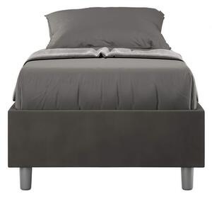 Letto Singolo senza rete imbottito con giroletto imbottito. Modello AZELIA Dimensioni 80x190 cm Posizionabile in Poco Spazio Essenziale Colore Grigio