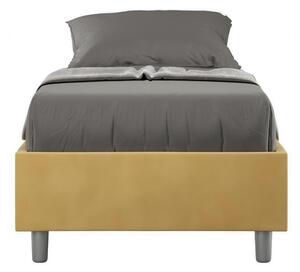Letto Singolo senza rete imbottito con giroletto imbottito. Modello AZELIA Dimensioni 80x190 cm Posizionabile in Poco Spazio Essenziale Colore Ocra