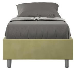 Letto Singolo senza rete imbottito con giroletto imbottito. Modello AZELIA Dimensioni 80x190 cm Posizionabile in Poco Spazio Essenziale Colore t� verde