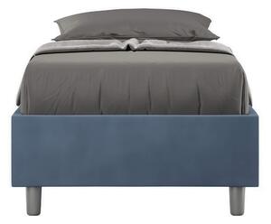 Letto Singolo senza rete imbottito con giroletto imbottito. Modello AZELIA Dimensioni 80x190 cm Posizionabile in Poco Spazio Essenziale Colore Blu