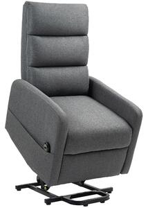 HOMCOM Poltrona relax elettrica con alzata assistita, telecomando, schiuma morbida, tasca laterale, rivestimento effetto lino, grigio | Aosom Italy