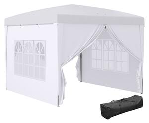Outsunny Gazebo 3x3 m Pieghevole e Impermeabile con Pannelli Laterali, in Acciaio e tessuto Oxford, Bianco | Aosom Italy