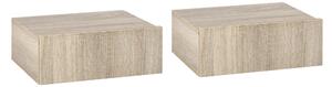 HOMCOM Set 2 Comodini Sospesi per Camera, Comodini Moderni con Fissaggio a Parete, in Legno, 40x30x15cm|Aosom