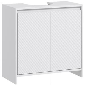 HOMCOM Mobile Sottolavabo Bagno con 2 Ante Decorate e Intaglio a U per Tubi, 60x30x60cm, Bianco