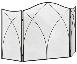 HOMCOM Parascintille Camino a 3 Parti Pieghevole in Metallo, 126x2x76 cm, Nero