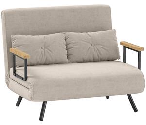 HOMCOM Divano Letto 3 in 1 in Tessuto Effetto Velluto con Schienale Regolabile e 2 Cuscini, 102x73x81 cm, Bianco Crema | Aosom Italy