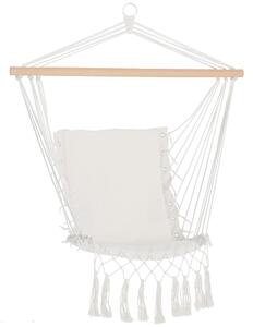 Outsunny Sedia Sospesa a Dondolo da Interno ed Esterno in Tessuto con Nappe, 90x50 cm, Crema