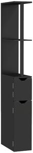 Kleankin Colonna Bagno con 2 Ripiani e 2 Armadietti, Mobile Alto Salvaspazio 15.2x29.8x118 cm, Nero