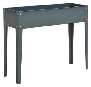 Outsunny Fioriera da Esterno Rialzata in Metallo con 3 Fori di Drenaggio, 100x30x80 cm, Grigio|Aosom