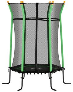 HOMCOM Trampolino Elastico per Bambini 3-10 Anni con Ingresso a Cerniera e Pali Imbottiti, Ø163.5x190 cm, Verde