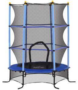 HOMCOM Trampolino Elastico per Bambini Ø1.6x1.9 m con Rete di Sicurezza e Pali Imbottiti, Età 3-10 Anni, Blu