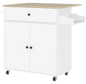 HOMCOM Isola per Cucina con Cassetto, Armadietto, Portaspezie e Portasciugamani, 106x42x87 cm, Bianco e Rovere | Aosom Italy