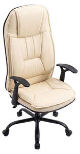 Yūto - Sedia Da Ufficio Ergonomica 50x131x47 cm Poltrona Direzionale Comoda con Ruote Girevoli in Pelle finta Crema