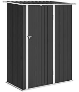Outsunny Capanno Porta Attrezzi in Metallo con Tetto Inclinato e Porta Bloccabile, 142x86x189 cm, Grigio Scuro | Aosom Italy