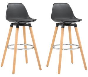 HOMCOM Set 2 Sgabelli Bar in PU Moderni, Sgabelli Cucina Alti con Schienale, Poggiapiedi in Acciaio, Seduta Alta 69 cm Imbottita, Gambe in Legno | Aosom Italy