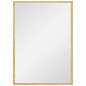 HOMCOM Specchio da Parete Rettangolare con Ganci, Specchio a Muro in Vetro e MDF, 50x70 cm, Color Legno | Aosom Italy