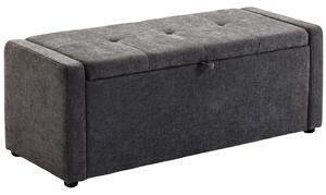 HOMCOM Cassapanca 142L Pouf Contenitore, Seduta Ampia Imbottita, in Lino, Capacità 200 kg, Grigio Scuro | Aosom Italy