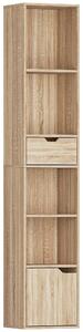HOMCOM Scaffale Libreria a 4 Ripiani Aperti con Armadietto e Cassetto, 30x24x158 cm, Color Legno | Aosom Italy