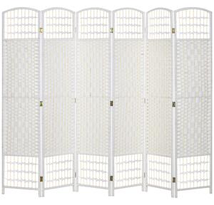 HOMCOM Paravento da Interno a 6 Pannelli Pieghevole 240x170 cm Bianco | Aosom Italy